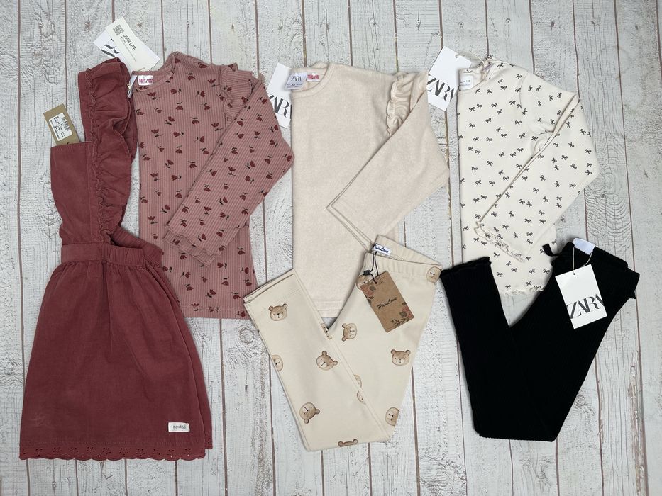 R.110 paka zestaw sukienka leginsy bluzeczka sweterek Newbie Zara