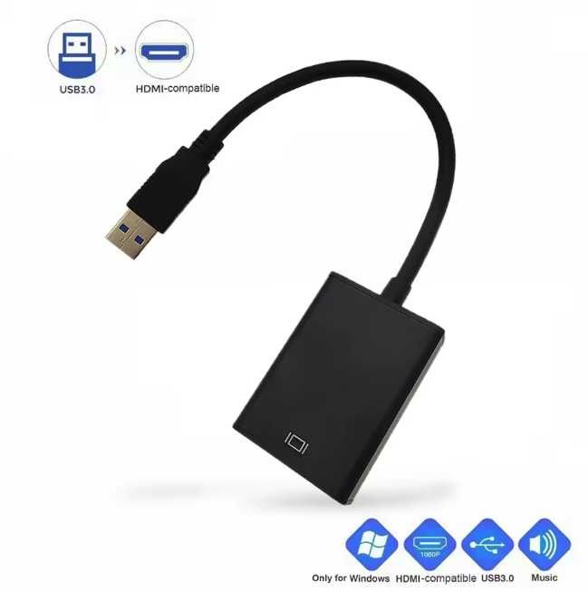 Adapter Konwerter USB 3.0 na HDMI | Full HD 1080p | Plug & Play, wideo
