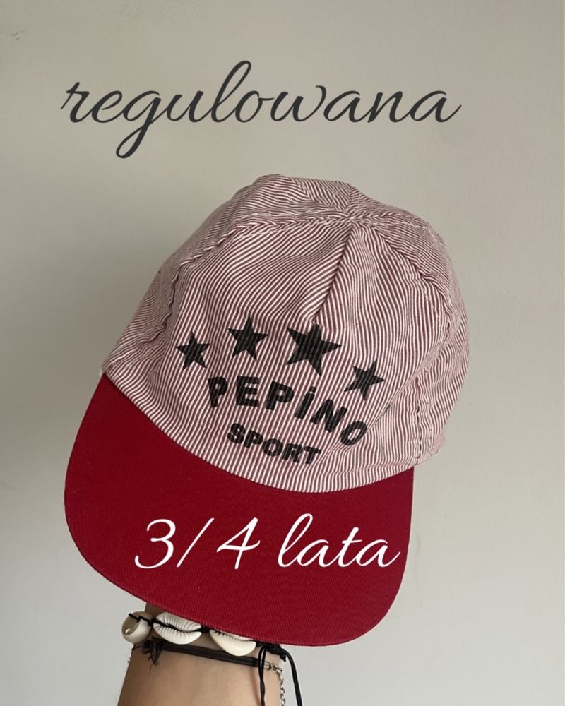 Pepino czapka z daszkiem paski bawelna lato 3/4 lata regulacja rozmiar