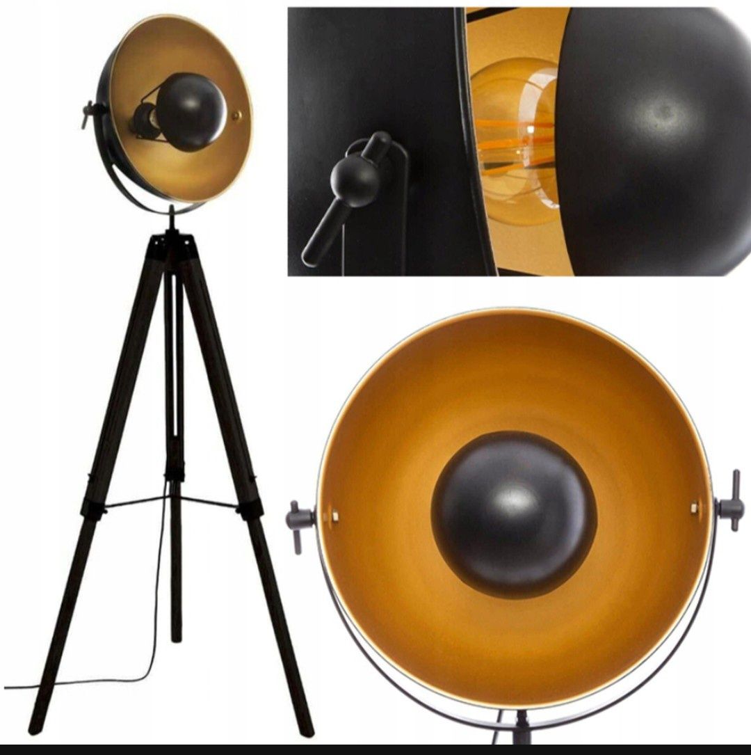 Lampa stojąca podłogowa trójnóg loft reflektor