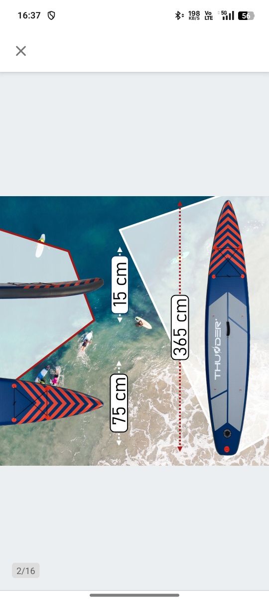 Deska  Sup 365CM SZYBKA pompowana plecak Thunder