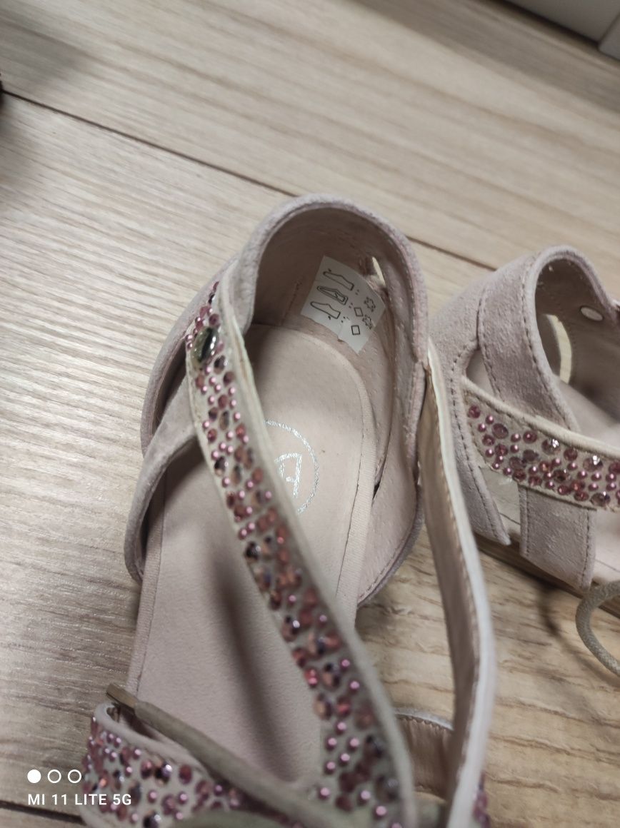 Dmn footwear balerinki na wesele pudrowy roz cyrkonie skora nat r.36