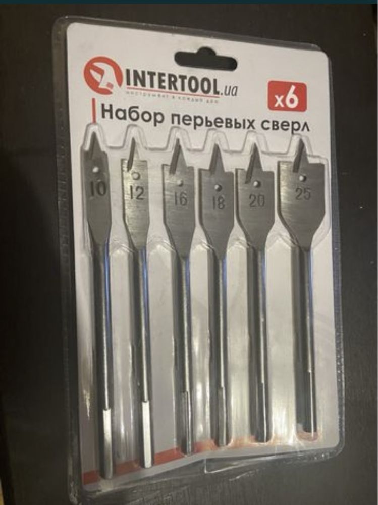 Набор перьевых свёрл по дереву intertool сверло инструмент