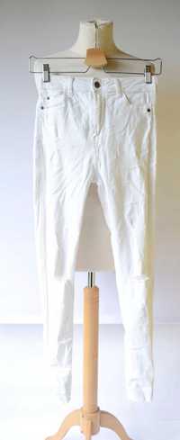 Spodnie Białe Rurki Bershka 36 Dziury Postrzępione