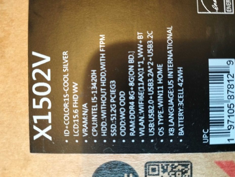 Notebook ASUS X1502V