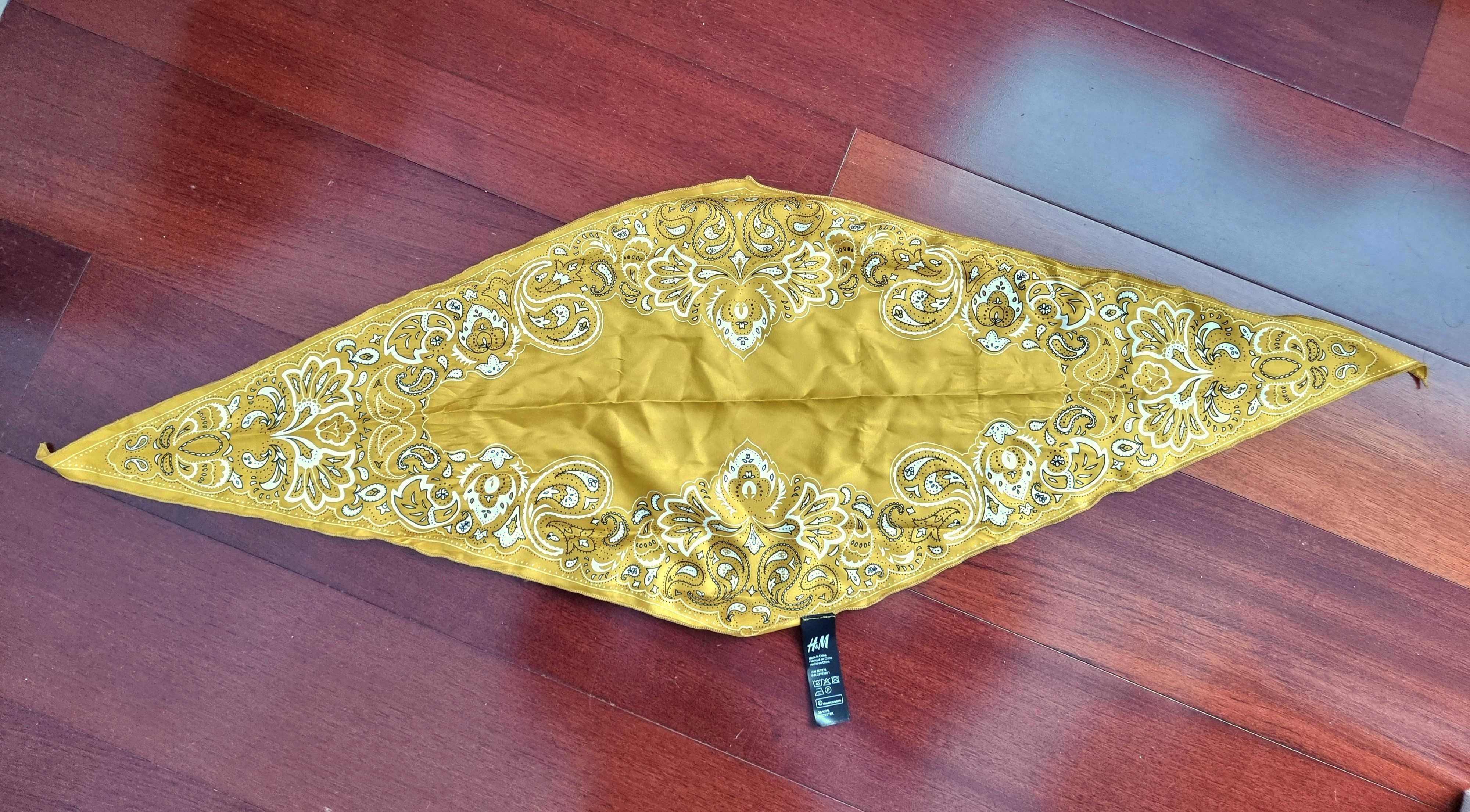 Lenço para o cabelo/ bandana amarela torrada com padrão H&M