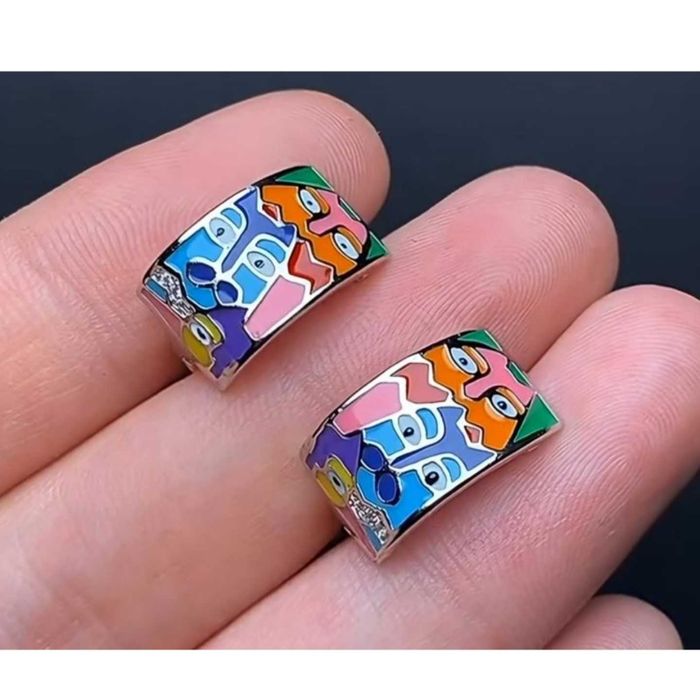 Сережки срібні 925 з емаллю з котиками