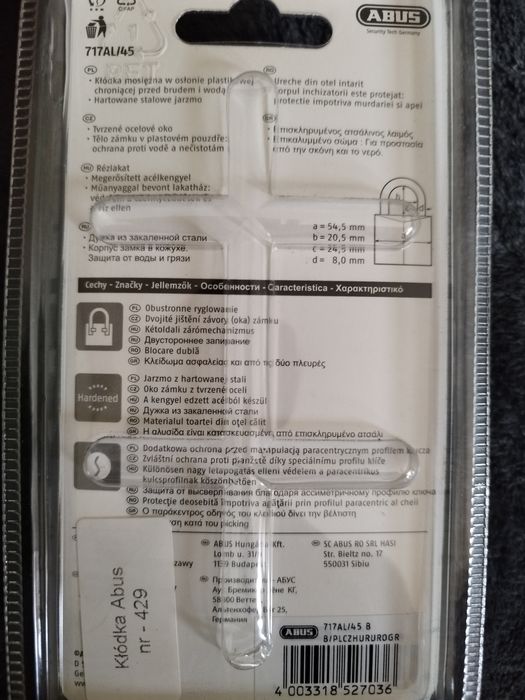 Kłódka mosiężna w osłonie plastikowej