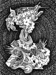 Plakat "NORA" Abstrakcyjny Surrealizm Polski Psychodeliczny Grafika