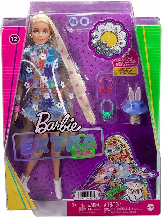 Lalka Barbie Extra Lalka W Wiosennym Ubraniu + Króliczek + Akcesoria
