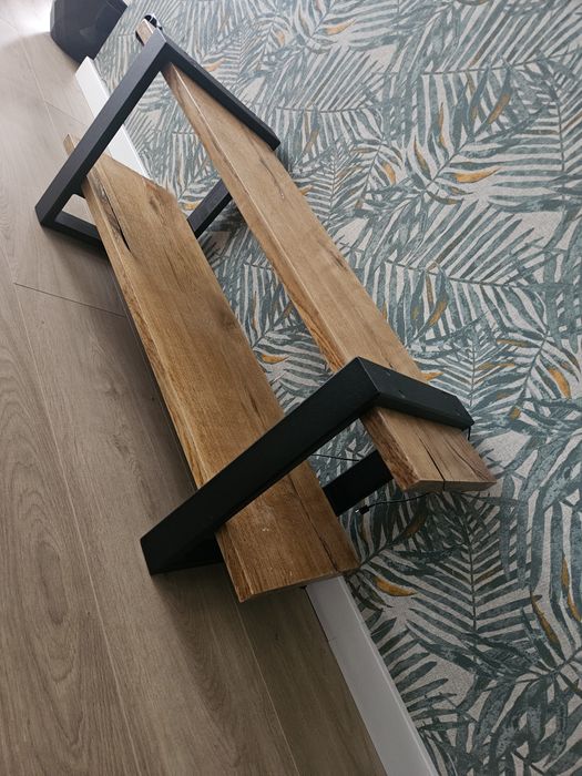 Stolik RTV loft drewno dąb czarny mat