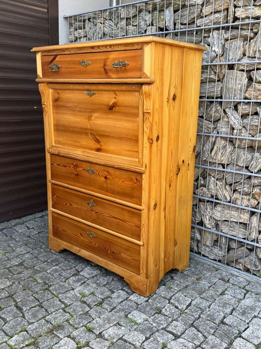 Sekretarzyk sosnowy Sekretera szyfoniera biurko z blatem stary