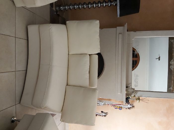 Zestaw wypoczynkowy skóra ecru - modułowy Nowy