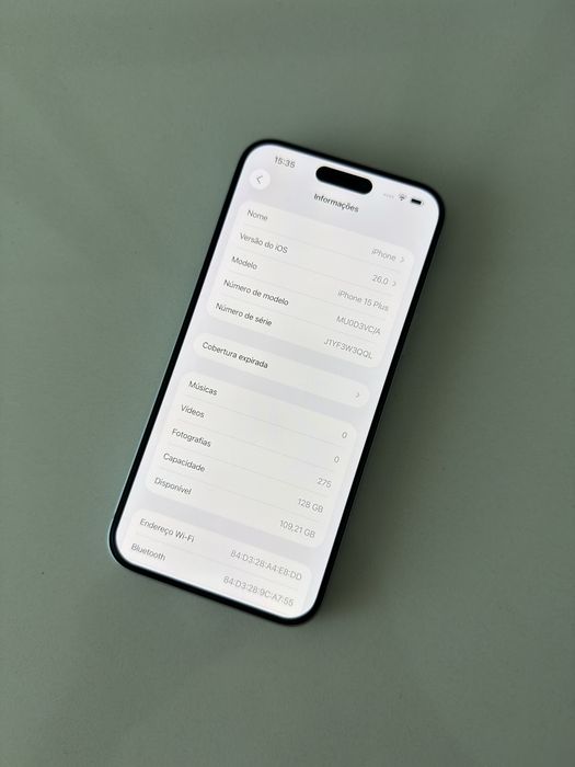 Apple iPhone 15 Plus 128GB 99% “ azul claro “ + carregador original