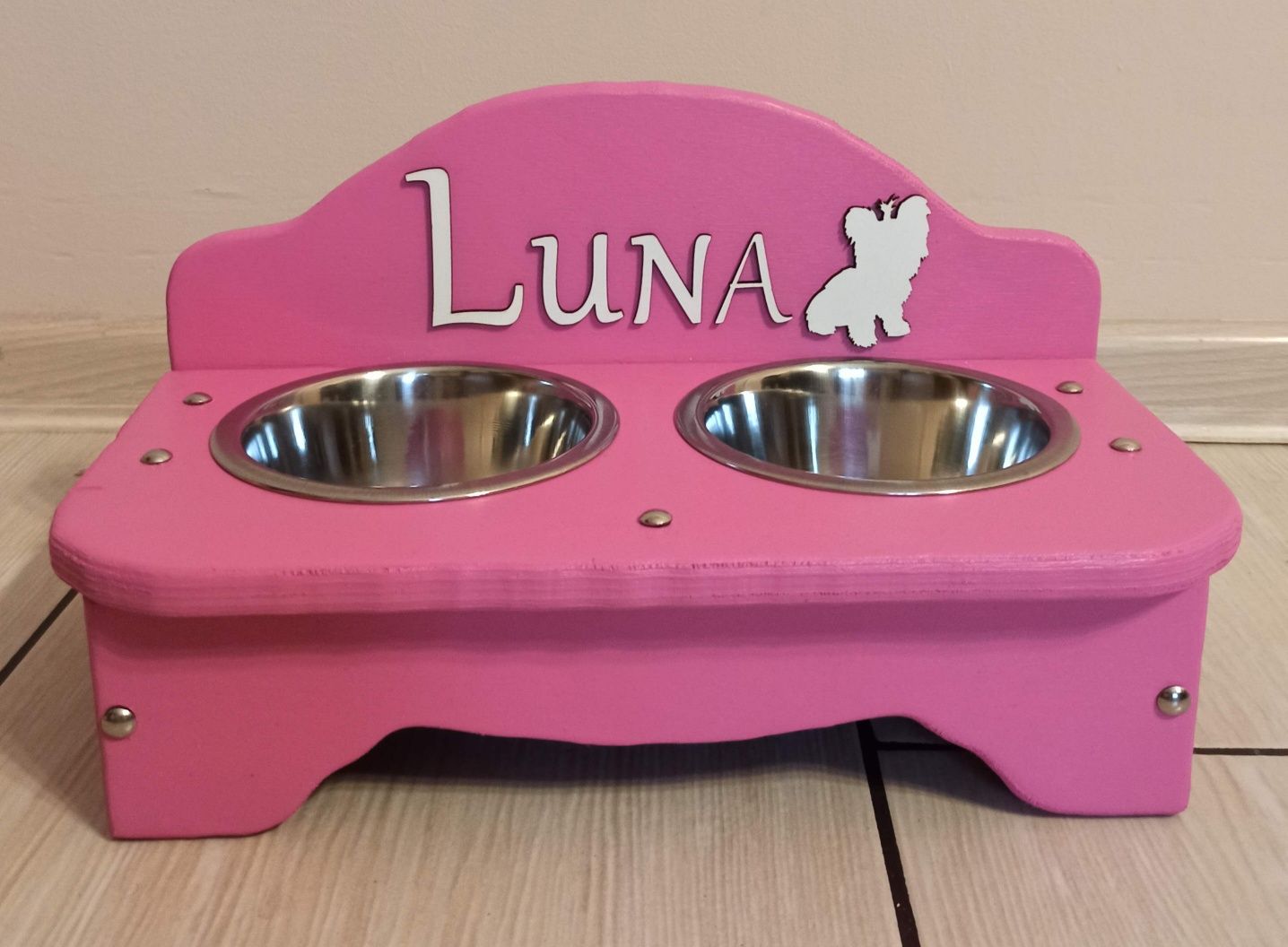Bufet dla psa kota stojak na miski personalizacja imię rożne rozmiary