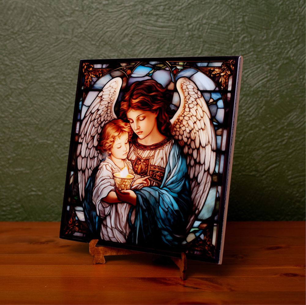 Pamiątka chrztu, roczek. Obraz na ceramice - 20cmx20cm Personalizacja