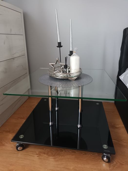 Stolik szklany glamour 65x65