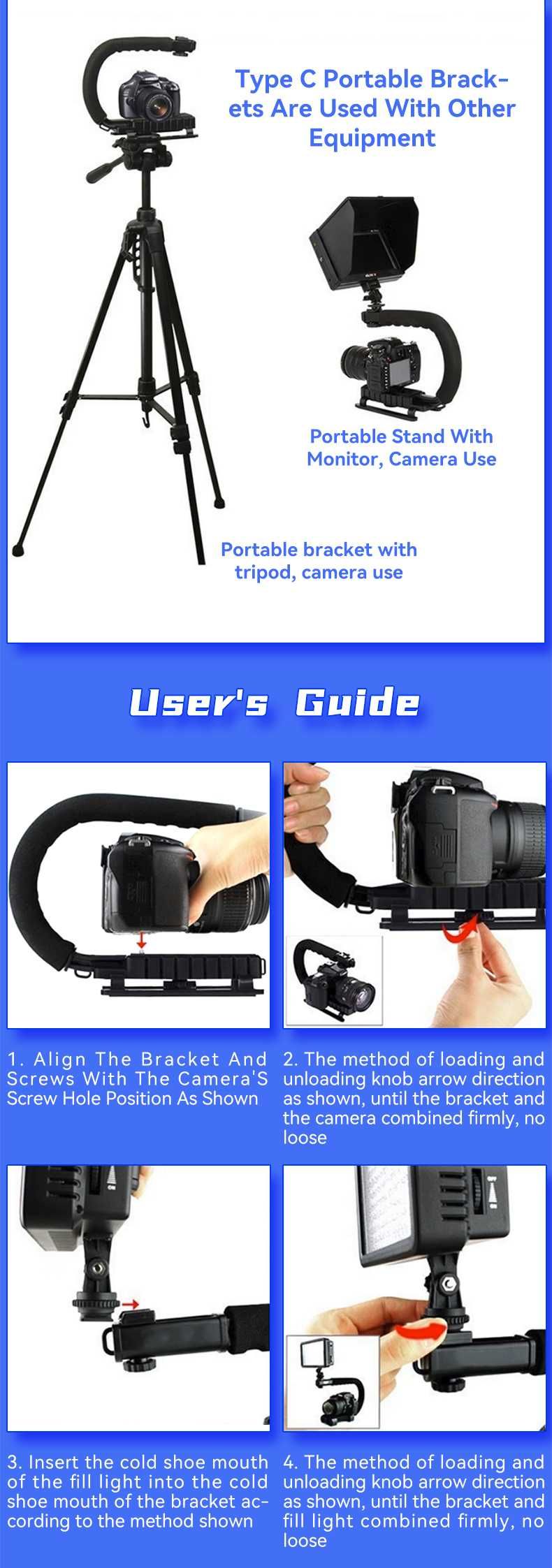 Uchwytu stabilizator Steadicam w kształcie litery C do aparatu kamer