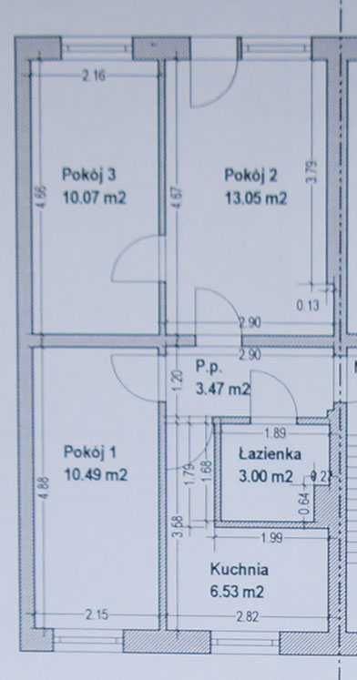 46 m2, 3 pokoje do remontu, Mickiewicza