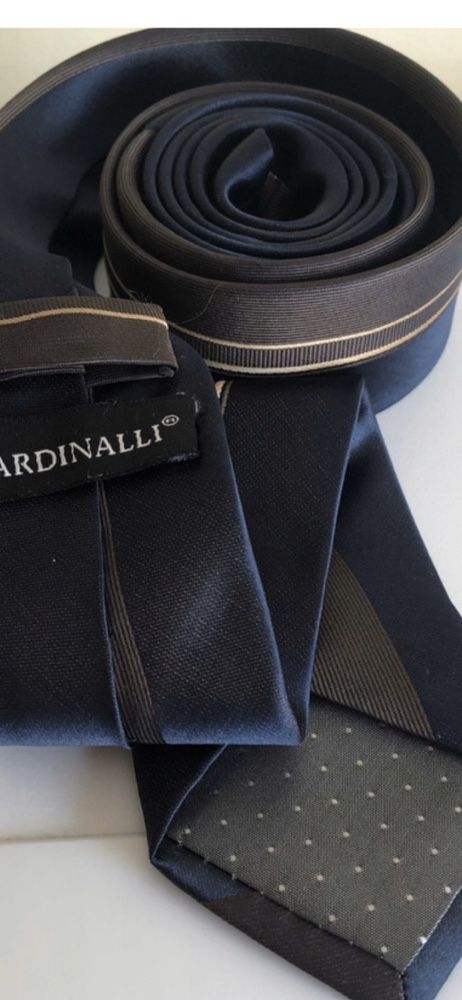 Krawat męski Cardinalli Hand Made granatowy w paski