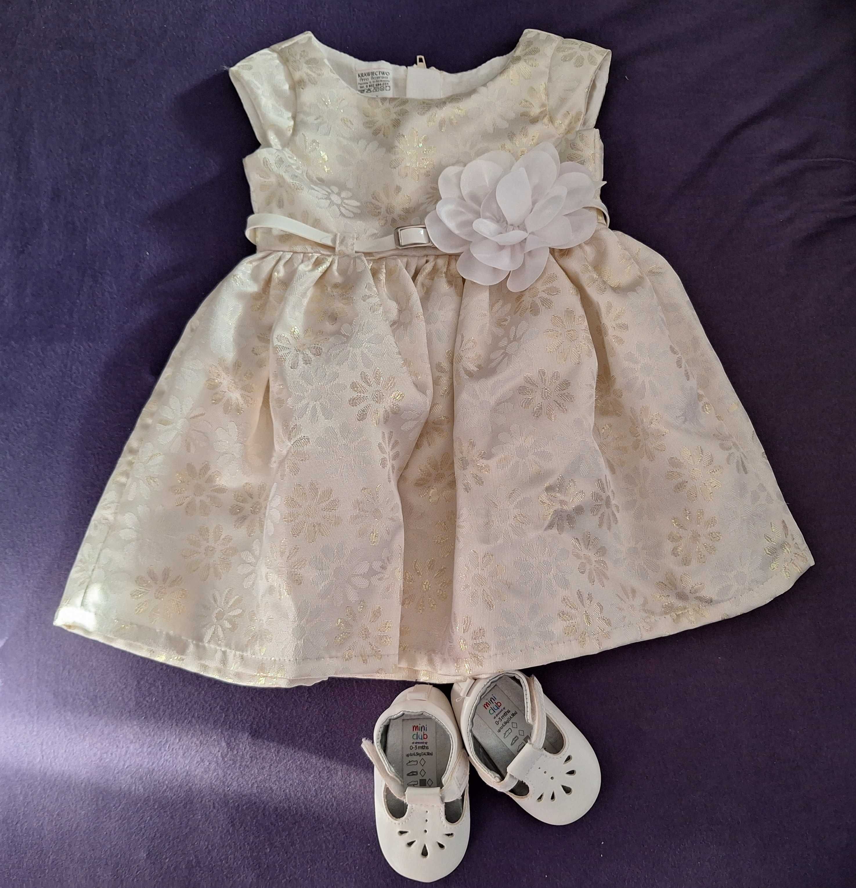 Komplet niemowlęcy z sukienką na chrzest/wesele r. 68