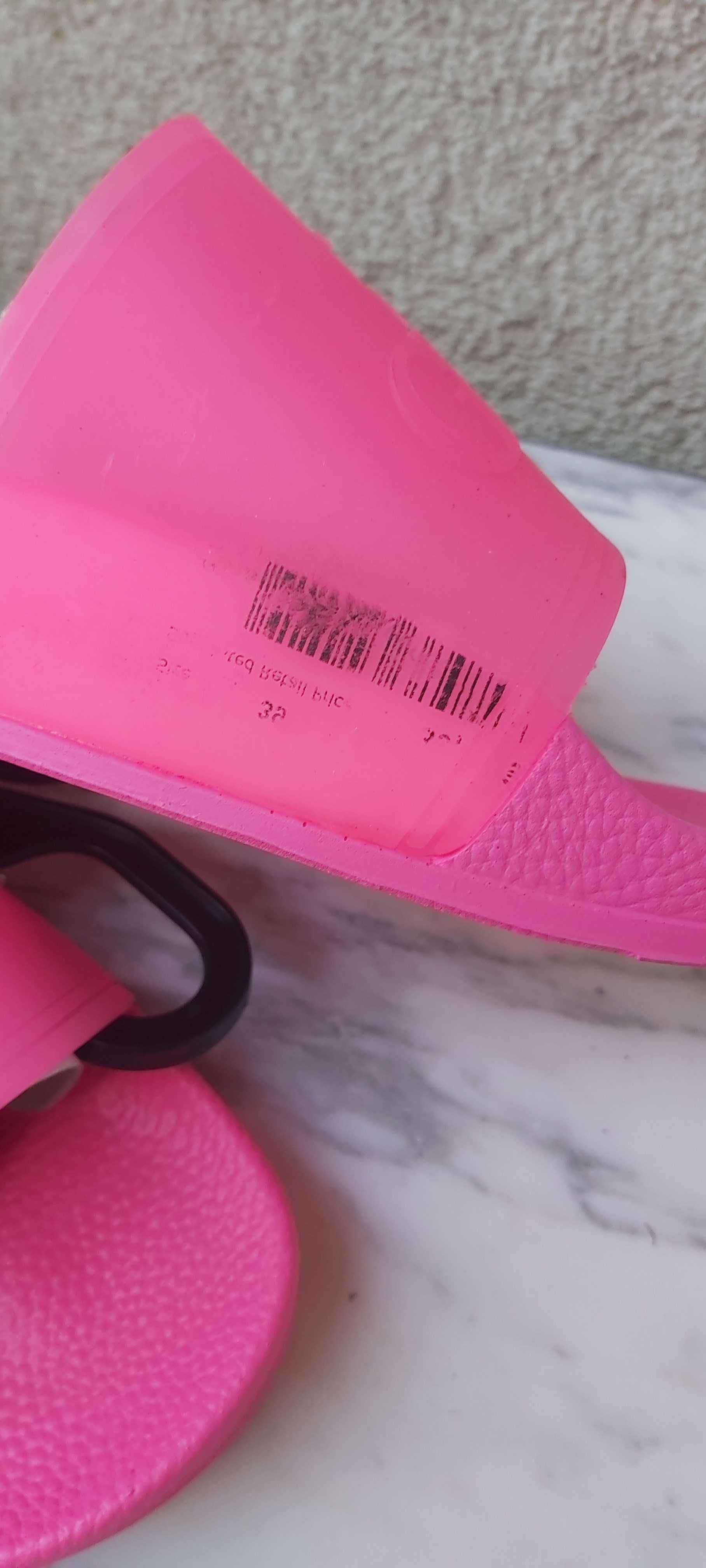NOWE klapki GUESS neon różowe 39