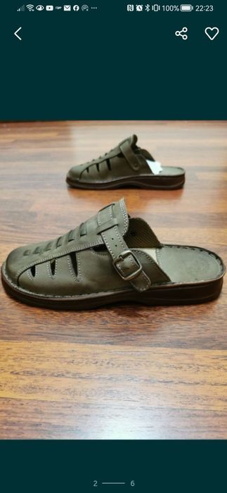 Skórzane Klapki Męskie Łukpol Super Lekkie