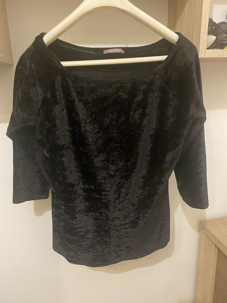 Czarna bluzka welurowa 36 s 38 M orsay