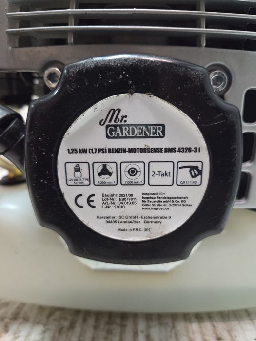 Kosa spalinowa GARDENER BMS 4326-31 , 1,7 KM z Niemiec
Moc:  1,7