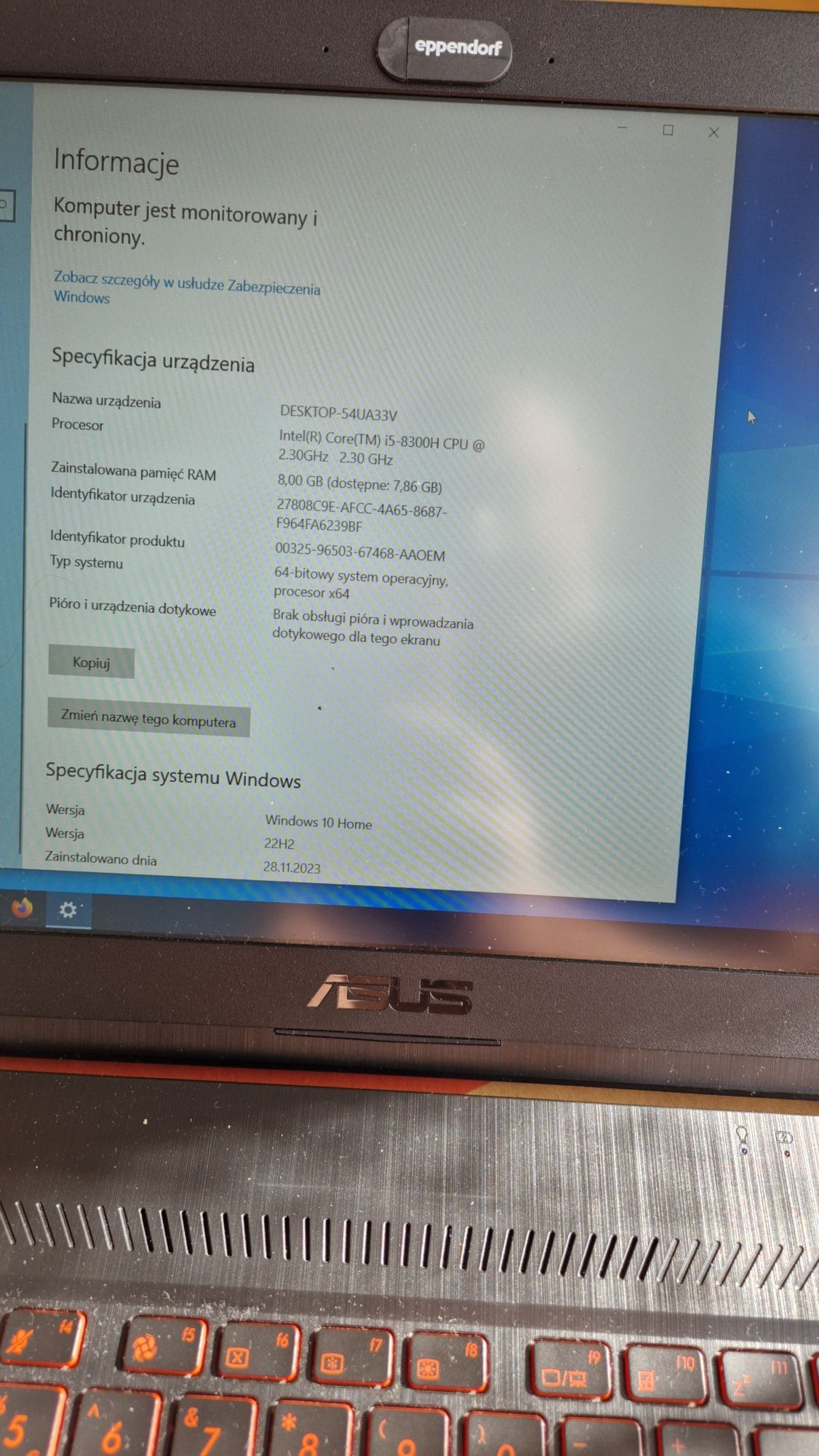 ASUS FX504G jak nowy