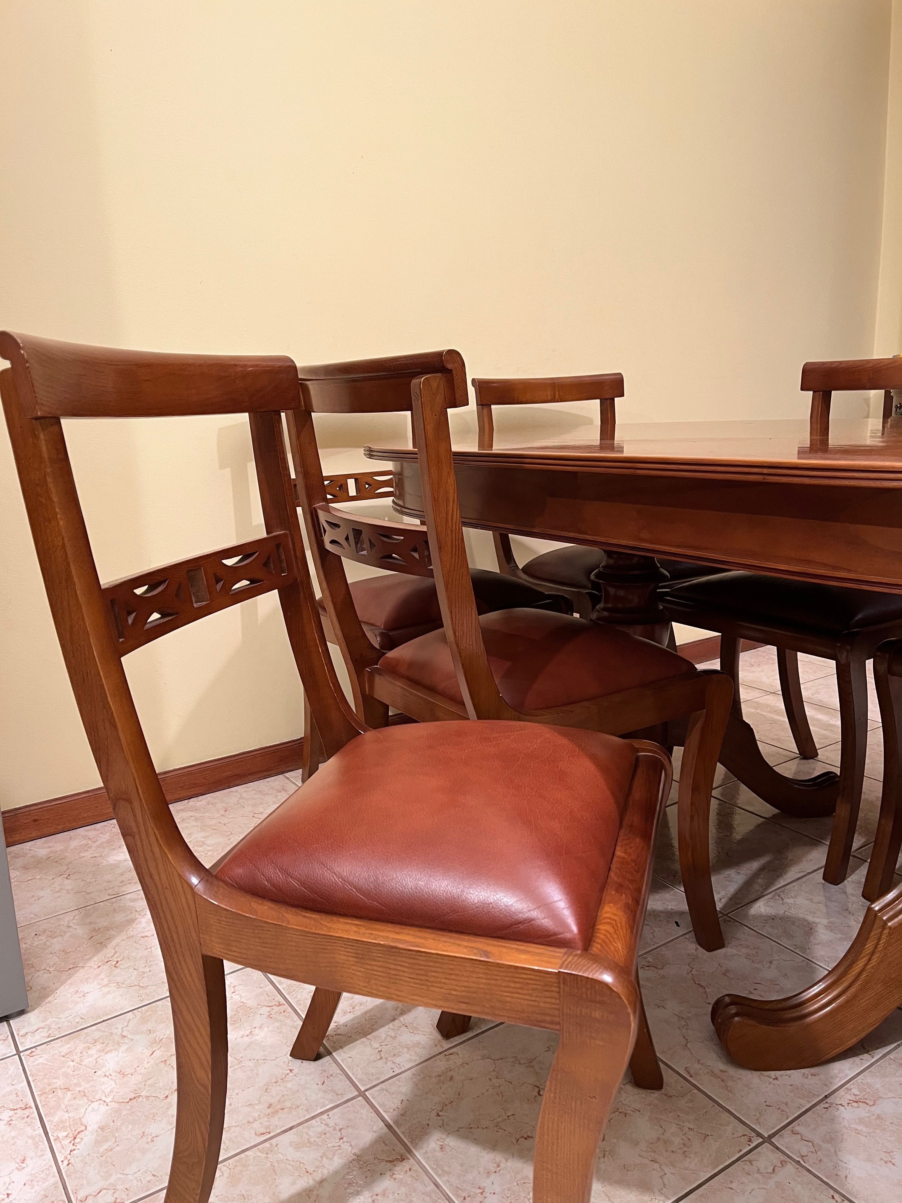 Móvel de sala + mesa de jantar, madeira de Nogueira Natural novo