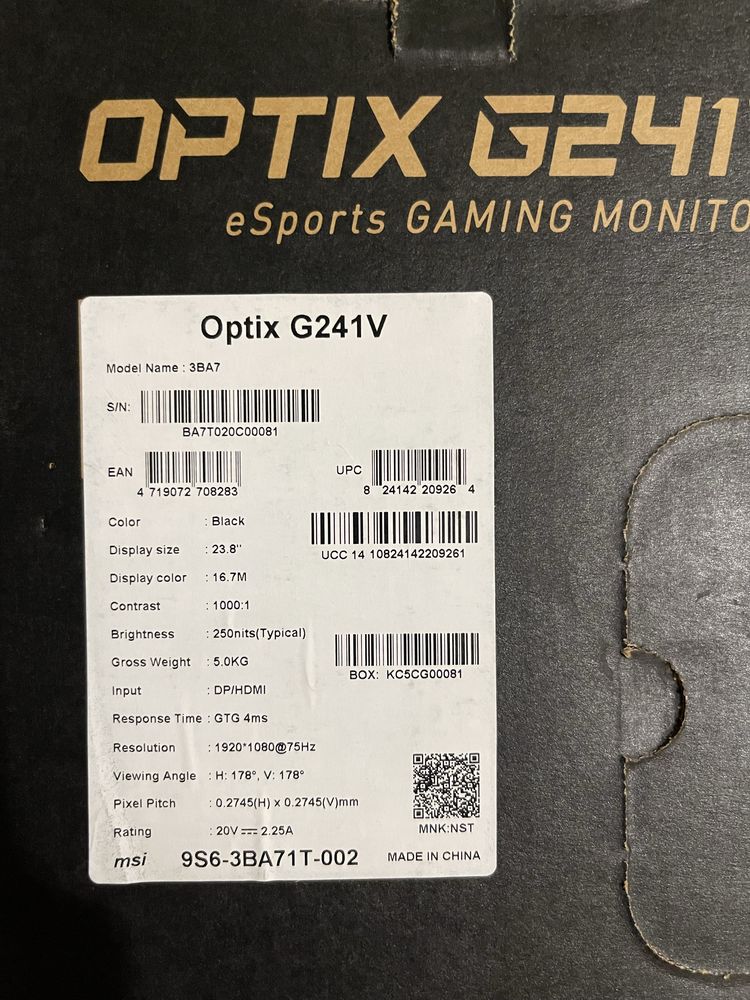 Монітор MSI “23.8” (Optix G241V)