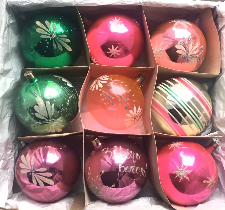 Новорічні великі кульки часів СРСР. Ціна за набір