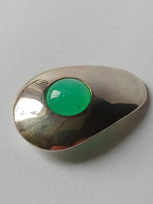 Srebrna zawieszka wisior chryzopraz srebro medalik rękodzieło