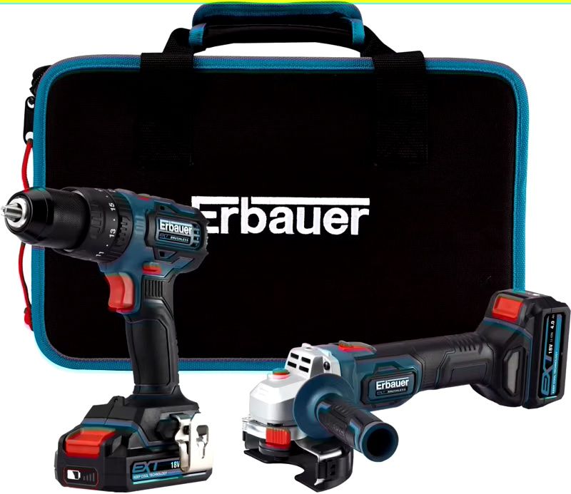 Erbauer 18V - Набір безщіткових акумуляторних інструментів (НОВІ)