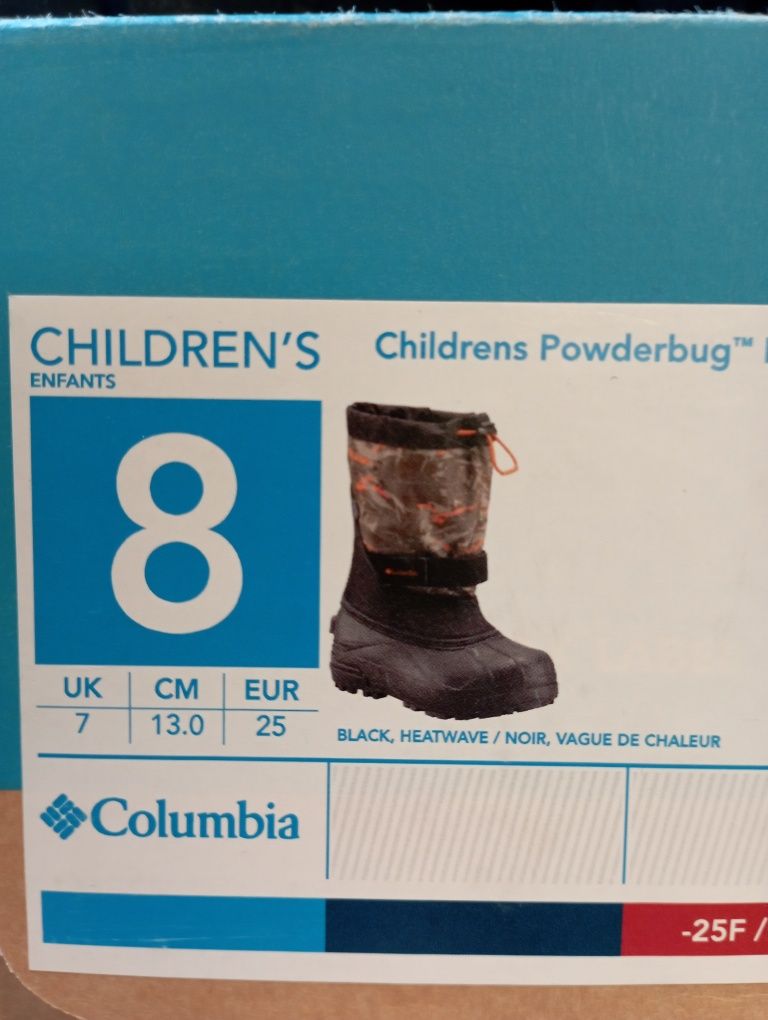 Сапоги Columbia Powderbug us8,eur25,15cm.