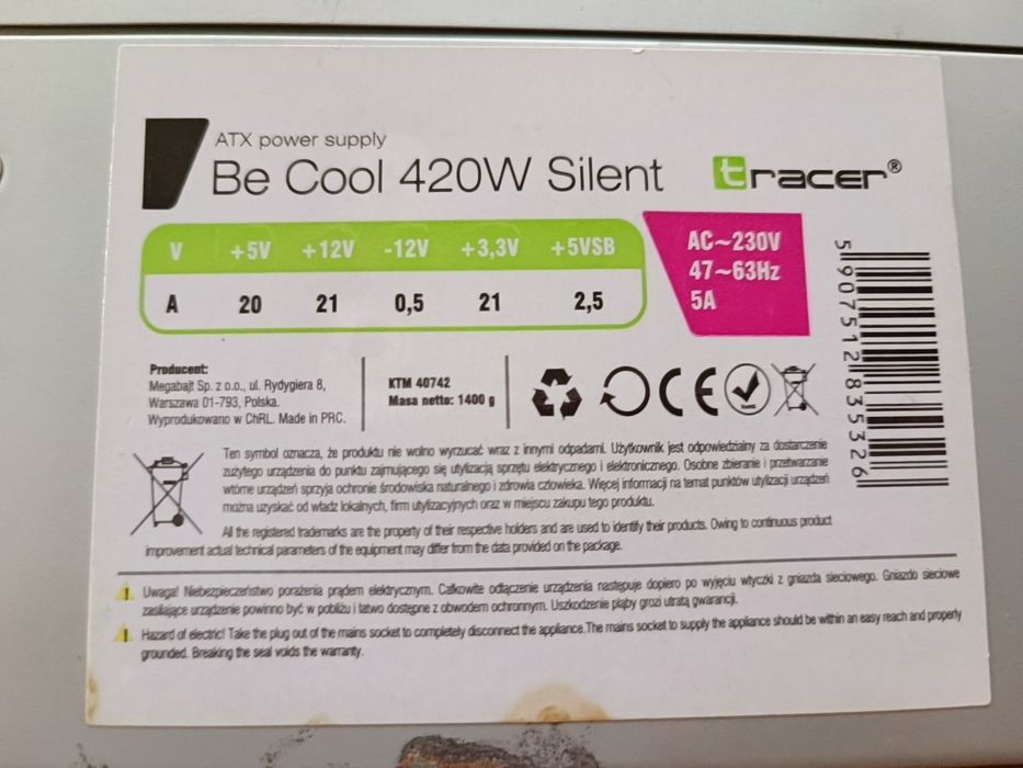Zasilacz - ATX Tracer Be Cool 420W Silent