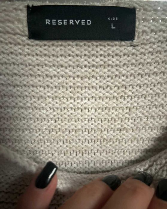 Reserved beżowy asymetryczny sweter damski dłuższy tył L