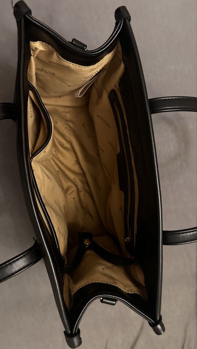 Czarna duża torebka wittchen na ramię kuferek shopperka ekoskóra