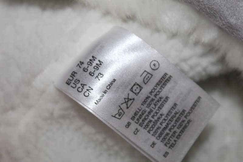 Płaszczyk z czapką kurtka z haftem H&M 7 46-9m