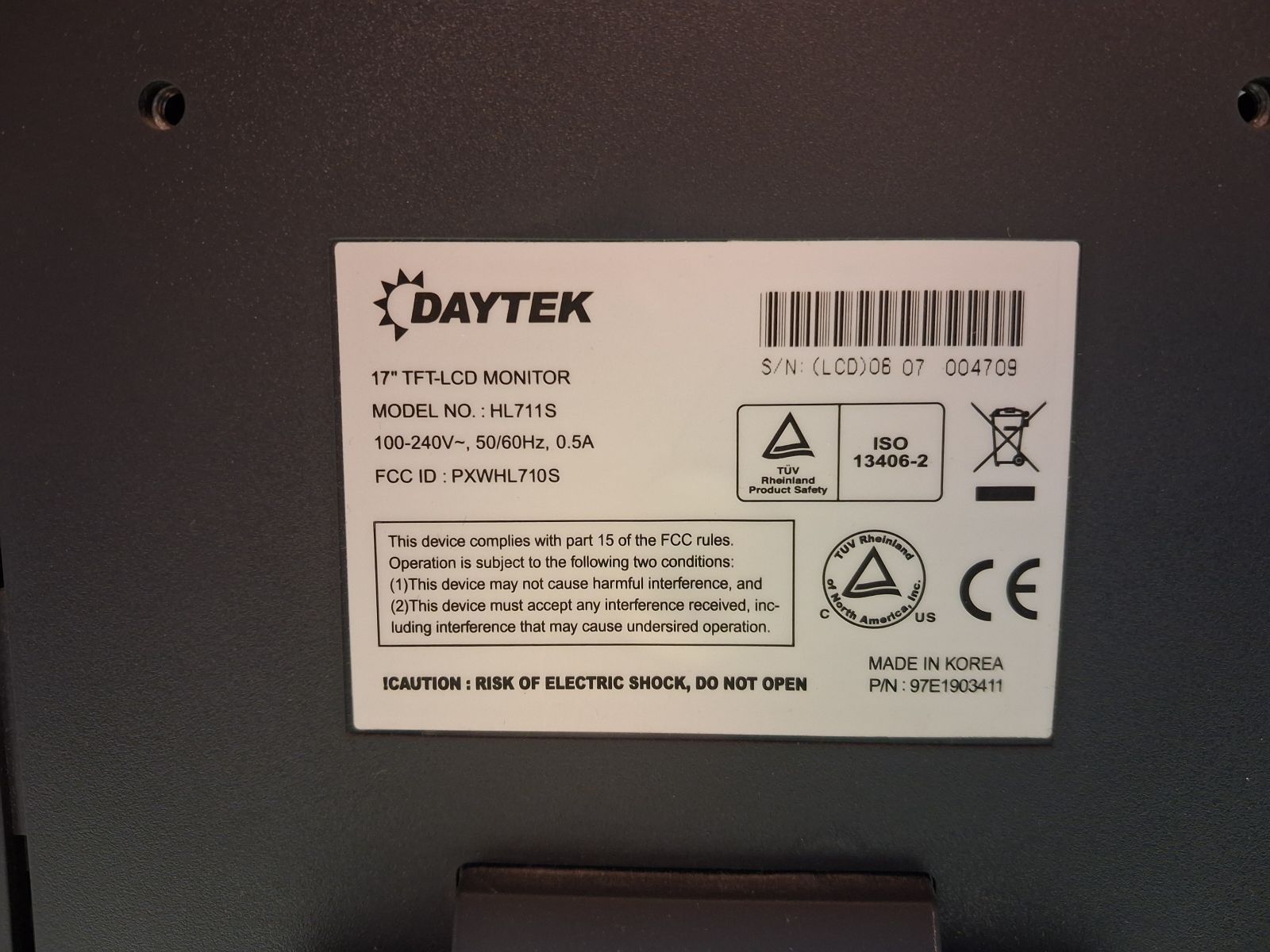 Monitor firmy Daytek 17 cali