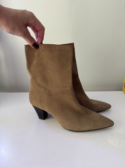 Чоботи козаки ботінки 38 на 24-24,5 см натуральна шкіра zara