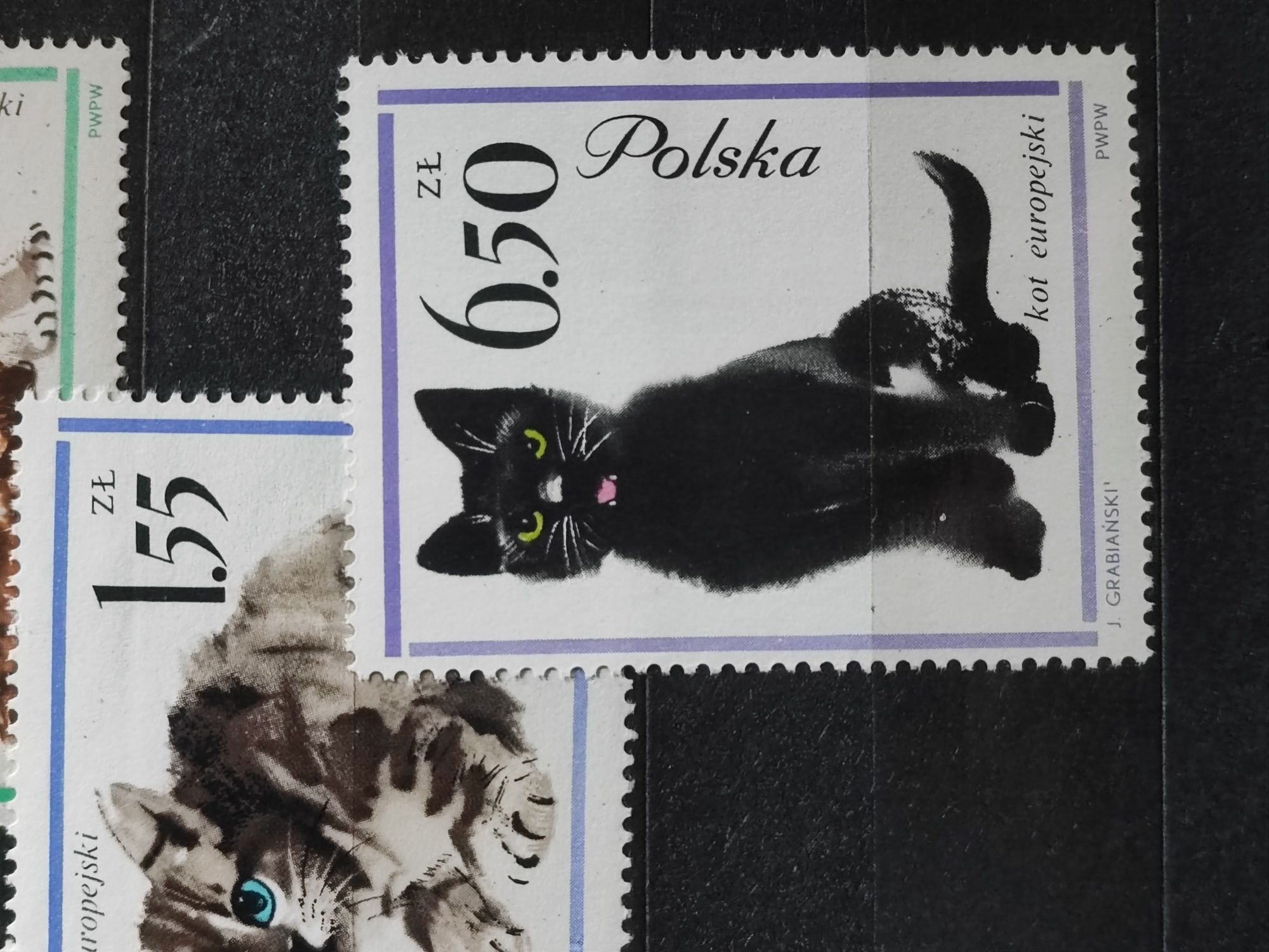 Znaczki PRL koty 1964 r. niekasowane nowe