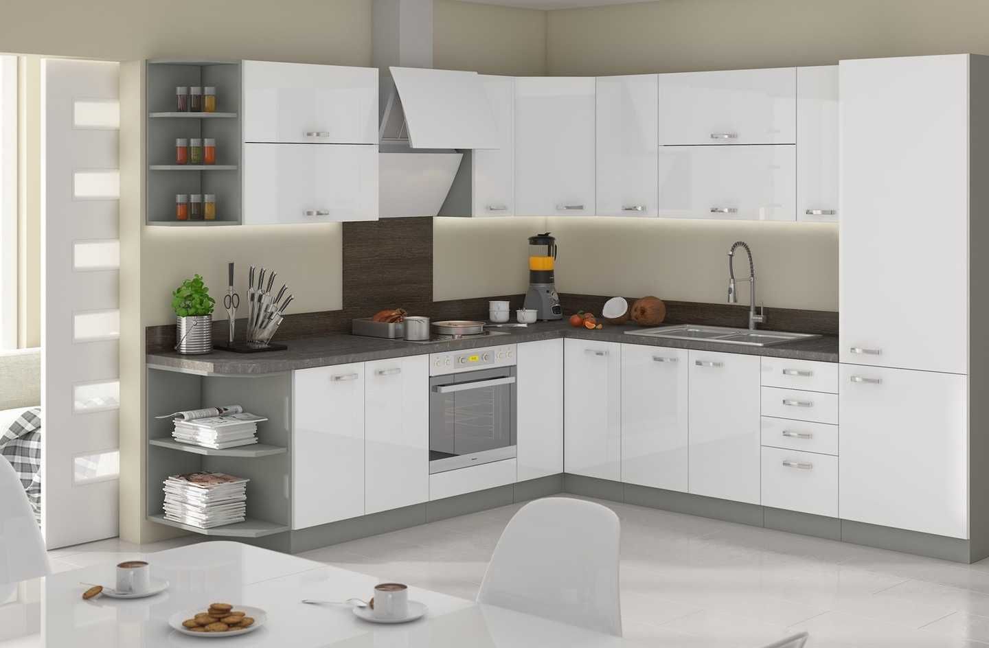 Kuchnia Bianka Grey Karmen Połysk Duży Zestaw Classic Mebel