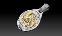 Fenomenalny znak zodiaku Ryby złoty wisior płaskorzeźba 18g PR 585 750