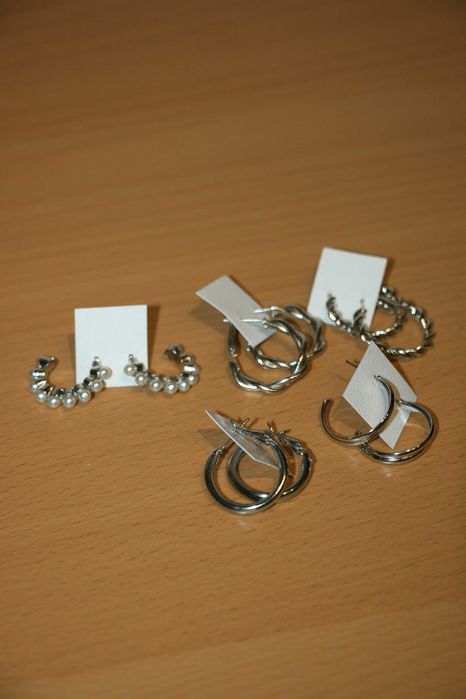 Conjunto 5 Argolas Prateadas - NOVO