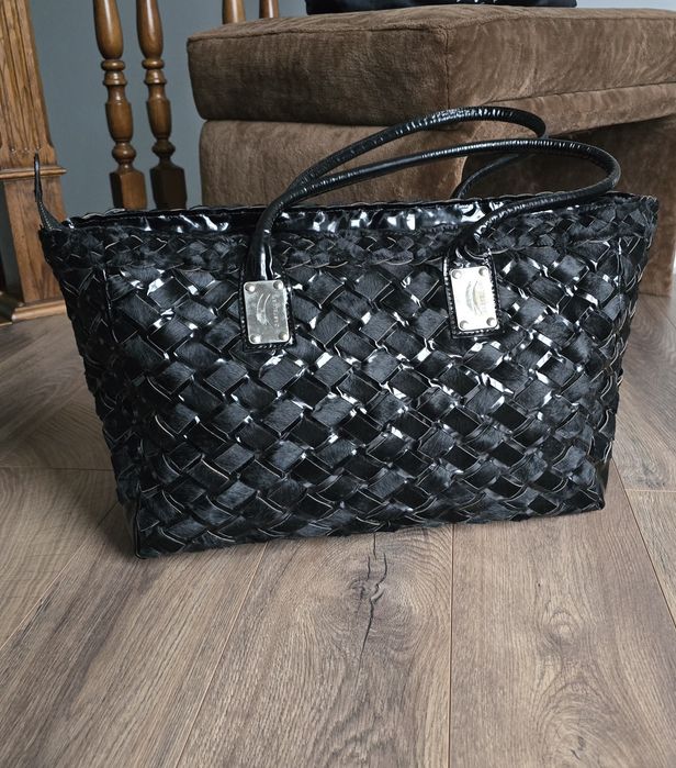 Чорна лакована плетена сумка Castellari Milano