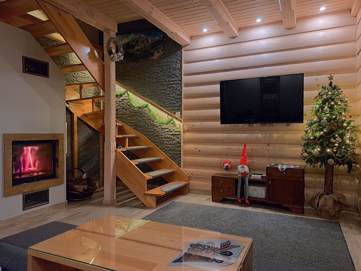 Luksusowy klimatyczny Domek drewniany górach z balia sauną kominkiem