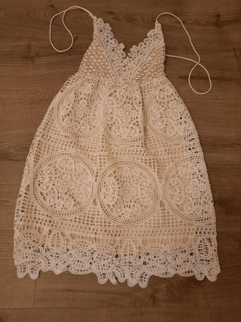 Sukienka koronkowa biała, rozmiar S/M