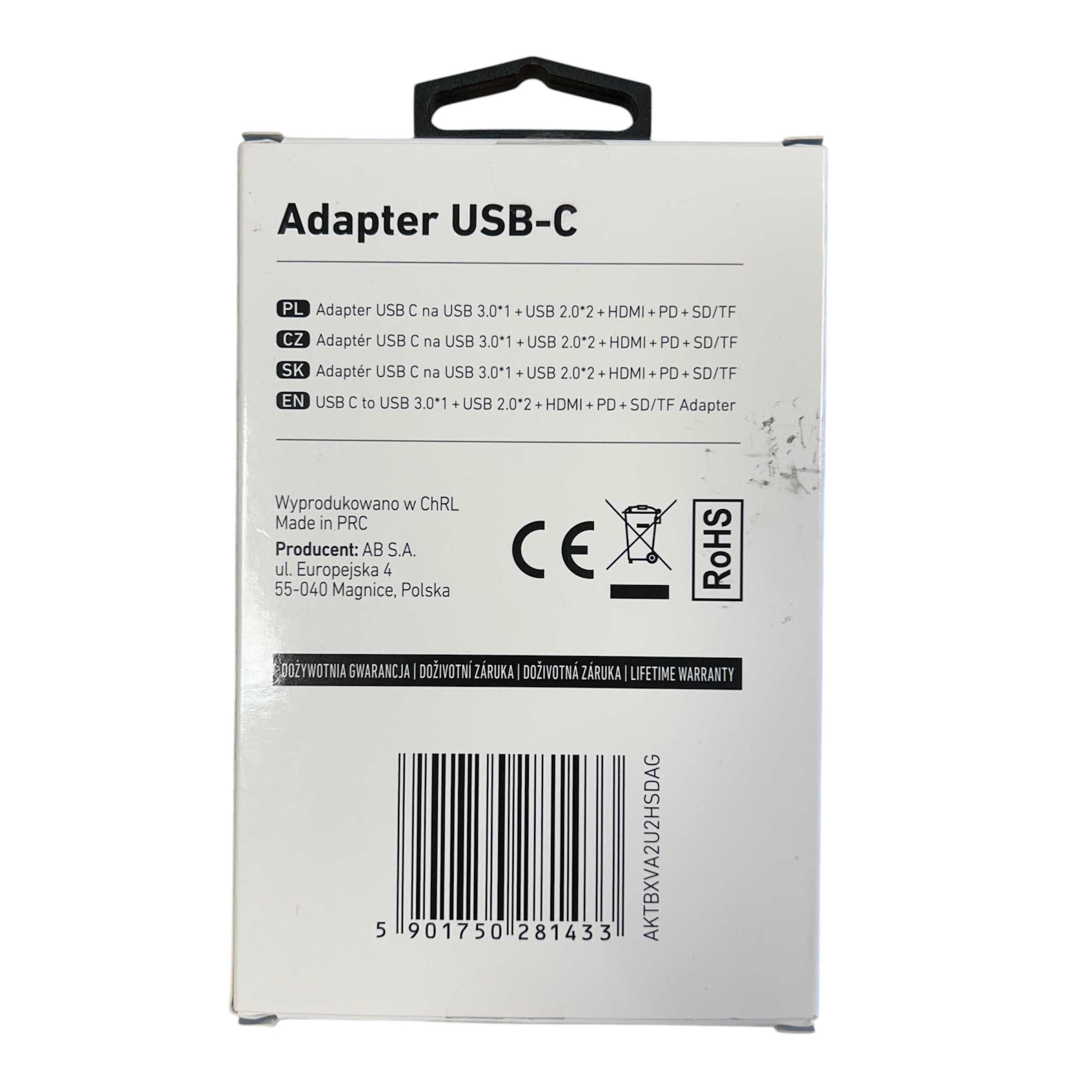 Adapter USB-C do USB x3 / HDMI/ PD/ ST / TF